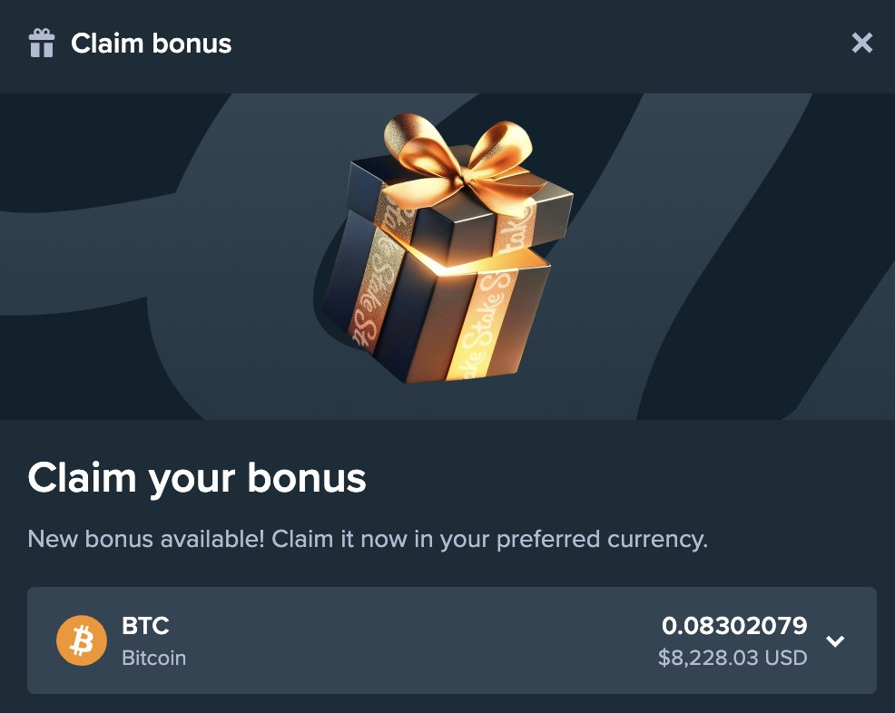 Stake claim bonus popup