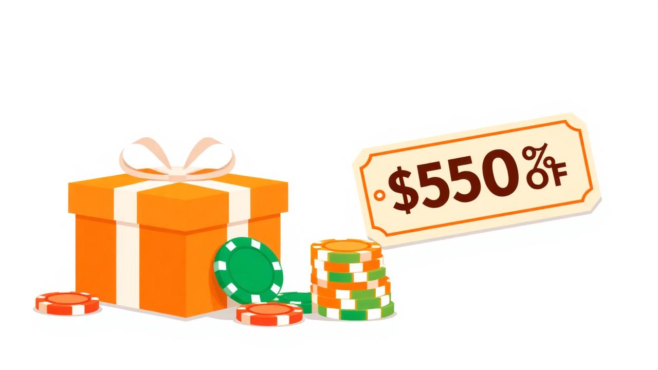 Orange gift box and discount coupon comparison with casino chips